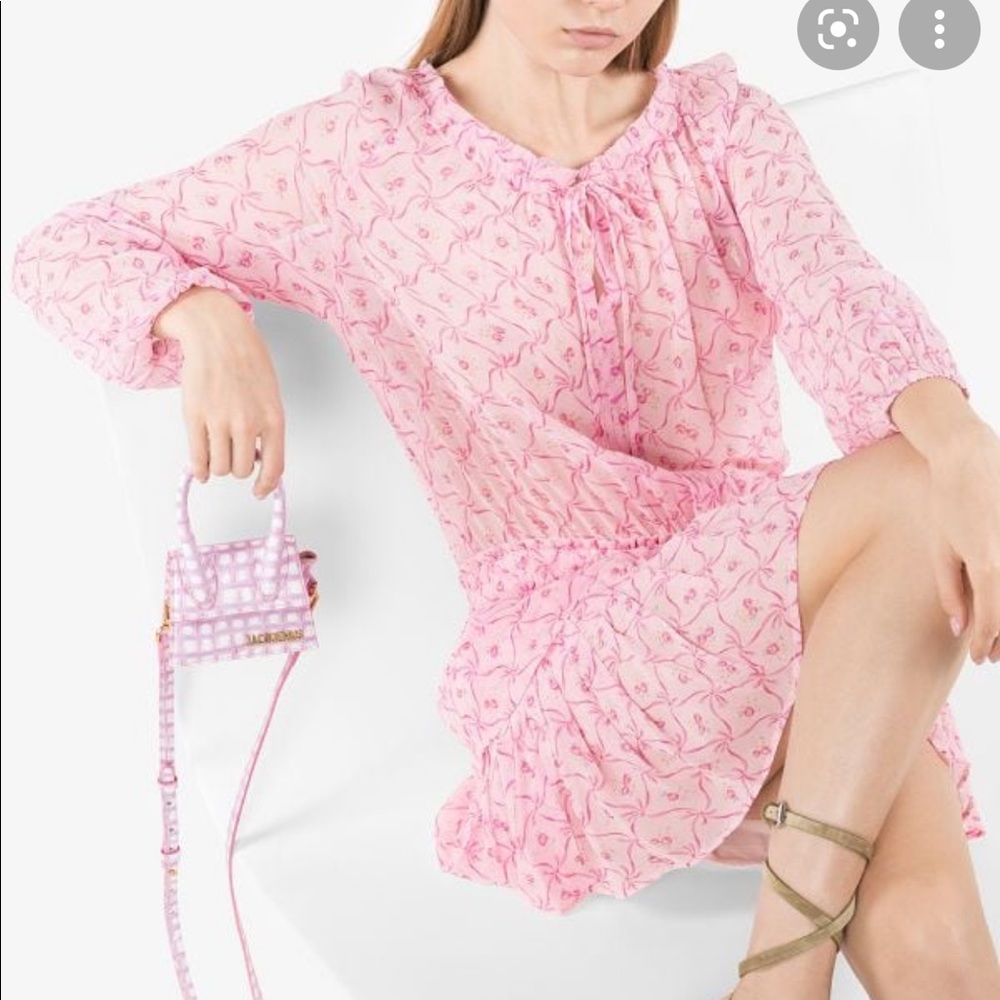LOVESHACKFANCY Silk Popover Dress Pink Floral
